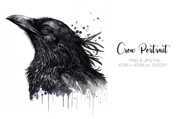 Crow Watercolor Portrait: A Bold Illustration for Artistic Editorial Design