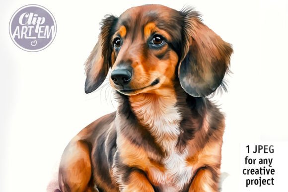 Dachshund Dog Image Watercolor Illustrations for Crafting