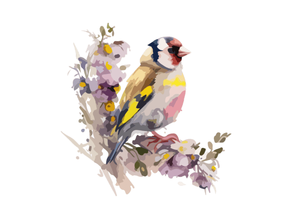 European Goldfinch Watercolor Bird SVG for Crafters & Etsy Sellers