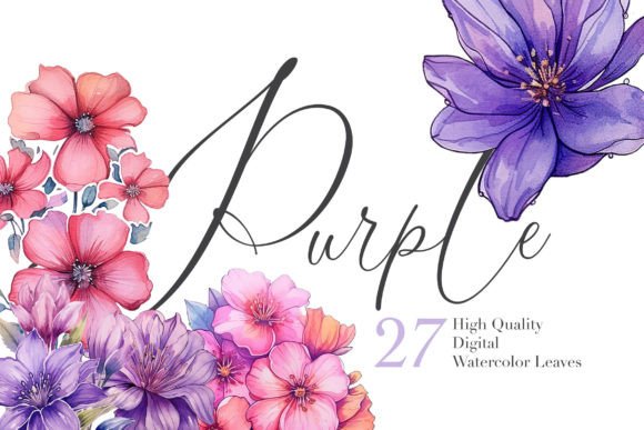 Evaluating the Watercolor Purple Florals Clipart Set for Real Design Projects