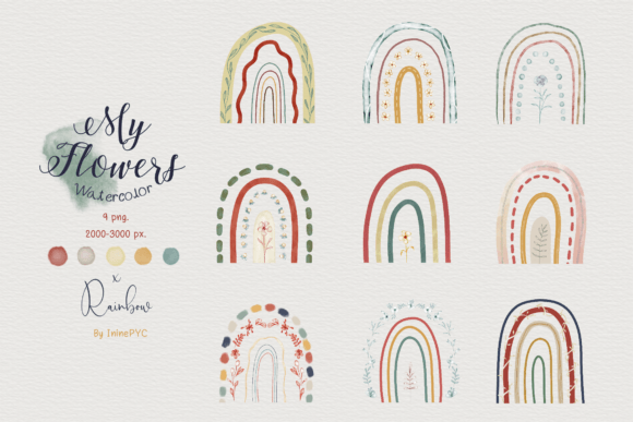 My Flowers Watercolor Retro Rainbow Illustrations: A Designer’s Take for Local Branding