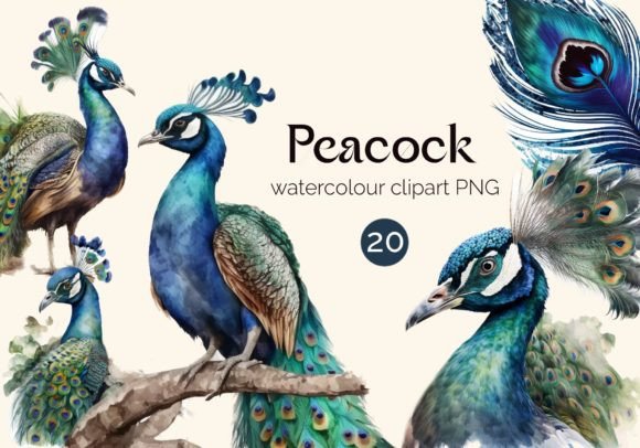 Peacock Clipart Watercolor 20 Png