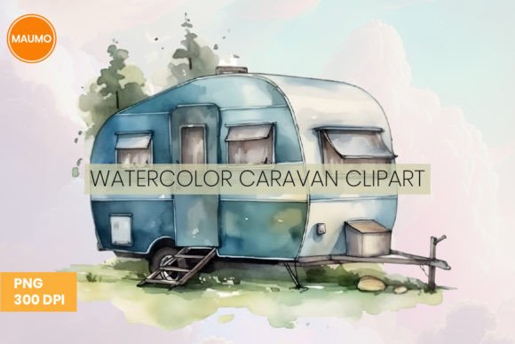 Watercolor Camping Caravan Illustrations for Craft & Sublimation Projects