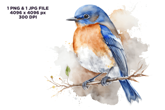 Watercolor Eastern Bluebird Bird Clipart for Creative Sellers
