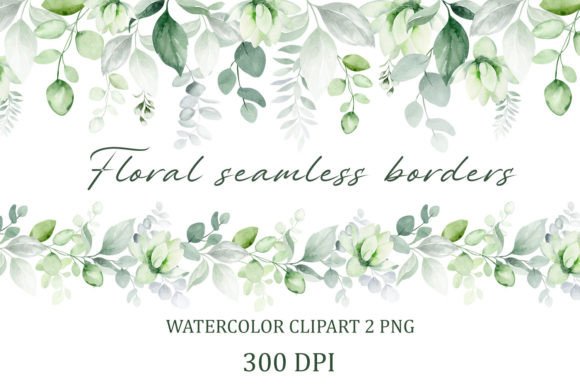 Watercolor Floral Seamless Borders for Local Business Branding and Packaging