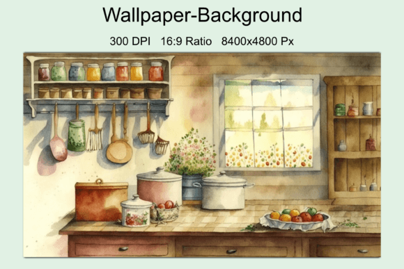 Watercolor Kitchen Background 16 9 – A Soft, Versatile Illustration for Crafters & Etsy Sellers