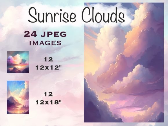 Watercolor Sunrise Clouds JPG Background for Crafters & Illustrations Lovers