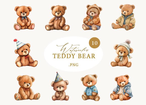 Watercolor Teddy Bear Baby Shower Illustrations Set: A Designer’s Take on Branding Potential