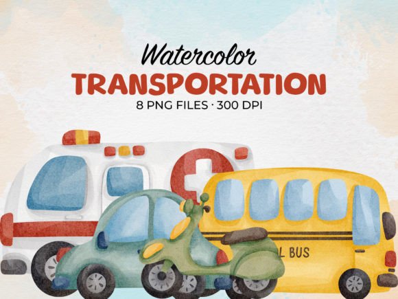 Watercolor Transportation Clip Art Review for Real Embroidery Use